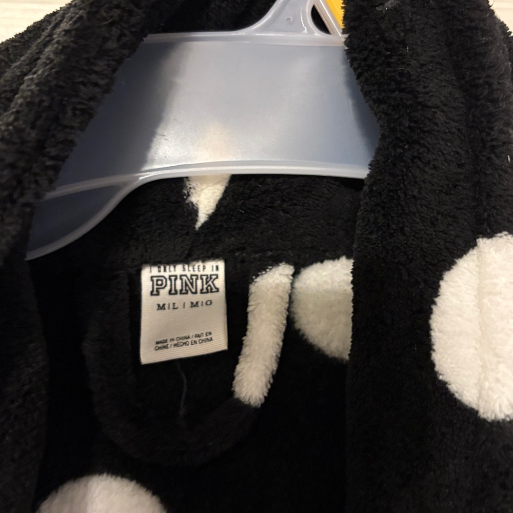 PINK Victoria's Secret Black and White Polka Dot Robe - Picture 2 of 3